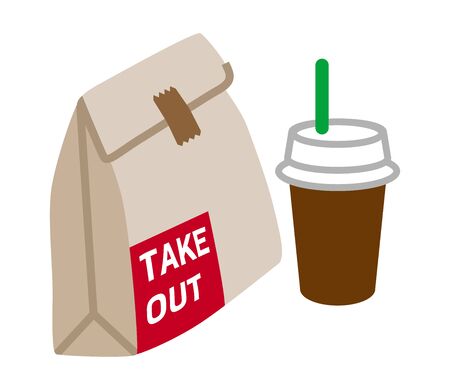 packaged fast food meal for takeoutのイラスト素材