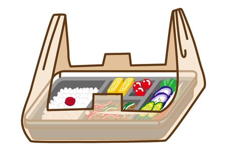 Japanese bento in a Plastic bag ,Line artのイラスト素材