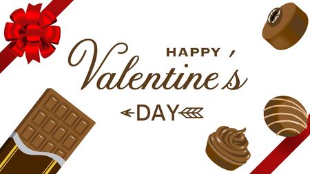 Valentine's day Design template ,Chocolate with Red ribbon frame - Included greeting wordsのイラスト素材