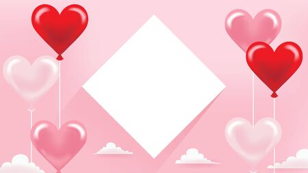 Valentine's day Design template , Heart shape balloons on Pink sky background - Included copy spaceのイラスト素材
