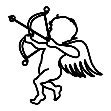 Cupid silhouette line art iconのイラスト素材
