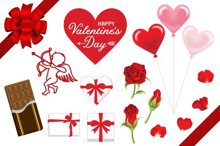 Valentine's Day decoration icons setのイラスト素材