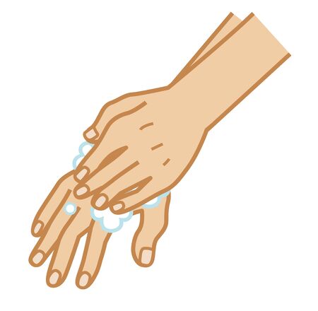 Hand wash process diagram - rubbing back of handのイラスト素材