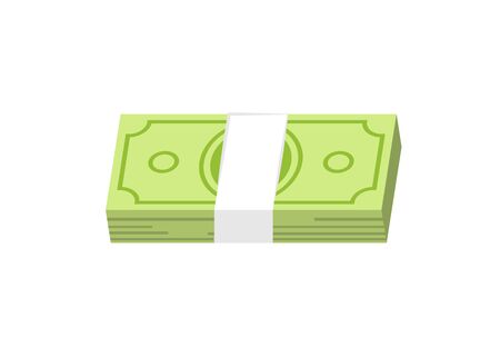 Bundled bills with band- simple flat clip artのイラスト素材