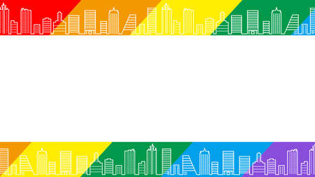 Rainbow color cityscape background - LGBTQ+ Rights conceptのイラスト素材
