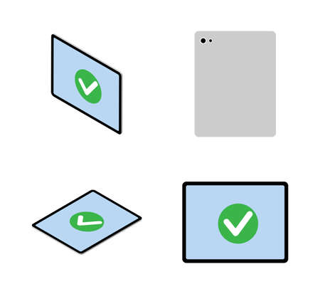 Four angles 3d tablet computers set - check mark icon screenのイラスト素材