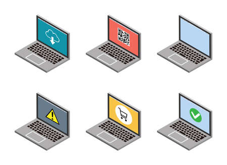 Isometric laptop computers set - 6 different types screenのイラスト素材