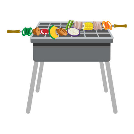 Two bbq skewers on the grillのイラスト素材