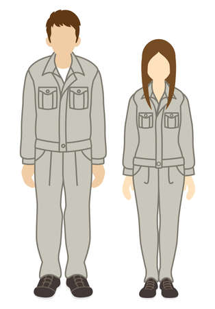 Factory worker - Job uniform, anonymous men and womenのイラスト素材