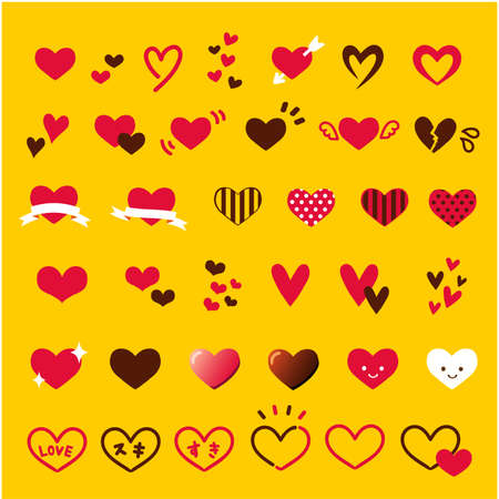 Illustration set of heart iconsのイラスト素材