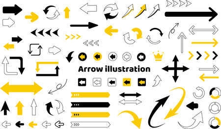 Simple black and yellow arrow icon vector material setのイラスト素材