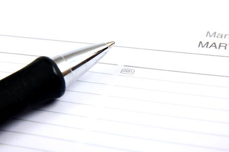 agenda and ball penの写真素材