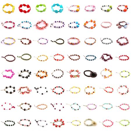   collection of bracelets on white backgroundの写真素材