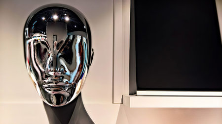 Reflective and mesmerizing chrome mannequin headの写真素材
