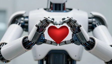 AI Love Robot Expressing Affection with a Heartの素材