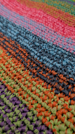 Vibrant Multicolored Woven Textile Texture Close-up