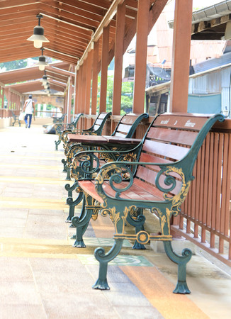 Bench in the gardenの写真素材