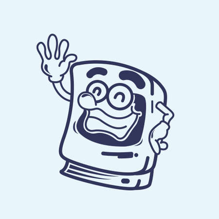 Illustration of vintage black and white Computerのイラスト素材