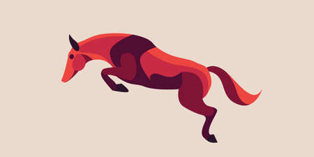 Flat design jumping horse designのイラスト素材
