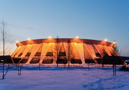  Palace of ice sports in RUSSIA,in city NIZHNY TAGIL in the winter at night のeditorial素材