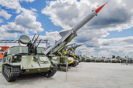 VERKHNYAYA PYSHMA, RUSSIA - JUNE 11, 2015:  exhibits of the Museum of military equipment.のeditorial素材