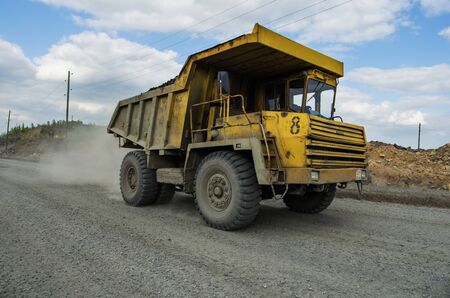 PERVOURALSK, RUSSIA - JUNE 06, 2017: BelAZ truck transports ore mined in the quarryのeditorial素材
