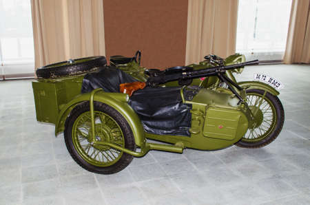 VERKHNYAYA PYSHMA, RUSSIA - JUNE 11, 2015: Soviet motorcycle M-72- exhibit of the  Museum of...