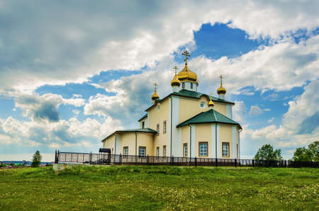 SVERDLOVSK REGION, RUSSIA - JUNE 15, 2017: Church of the Kazan icon of the mother of God in the village of Aramashevo in summer day, Russia, Uralのeditorial素材