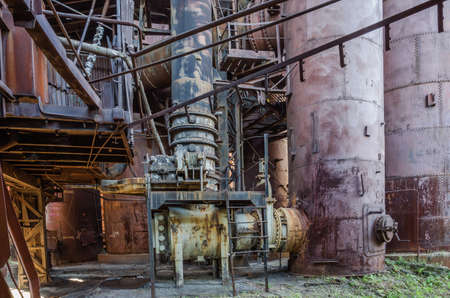 Metal constructions  In the old blast furnace shop. Factory-Museum of mining production equipment. Russia, Ural, Nizhny Tagilのeditorial素材
