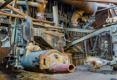 Cast iron casting device in the lower part of the blast furnace shop. Museum of mining production equipment. Russia, Ural, Nizhny Tagilのeditorial素材