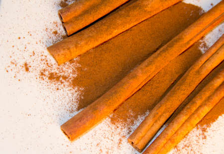 Creative Cinnamon sticks and powderの写真素材