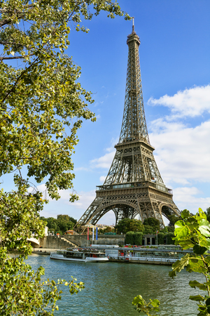 The Eiffel tower from the river Seine in Paris, Franceの写真素材