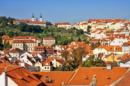 View of the Strahov Monastery and houses in Prague.のeditorial素材
