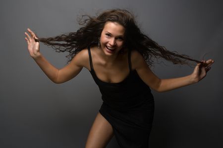 portrait of beautiful woman with long hairの写真素材