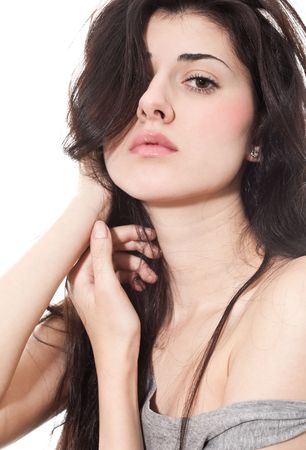 Closeup of a Young beautiful black hair womanの写真素材