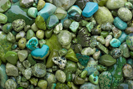 Background made of green pebbles.の写真素材