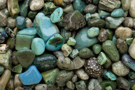 Background made of cold colors pebbles.の写真素材