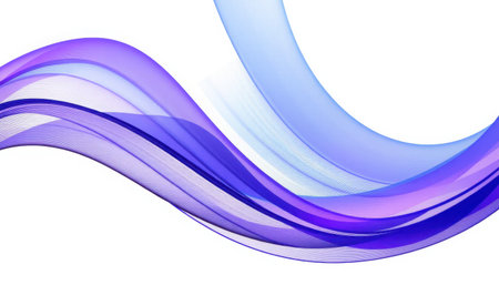 Abstract flowing wave design with shades of blue and purple on a clean white background image artの素材