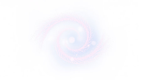 Abstract light swirl with pink and blue hues on a white background creating a soft and dreamy effectの素材