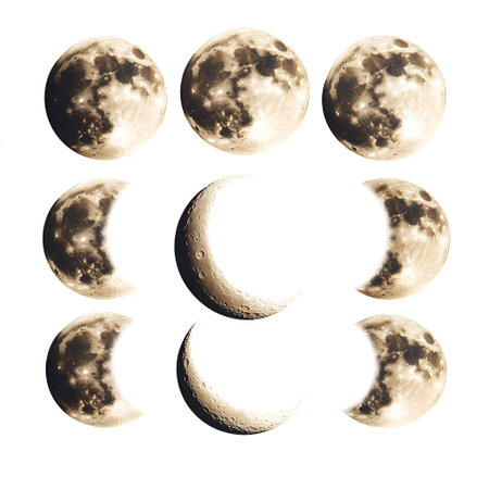 Moon phases isolated on white background. Elements of this image furnished by NASAの素材