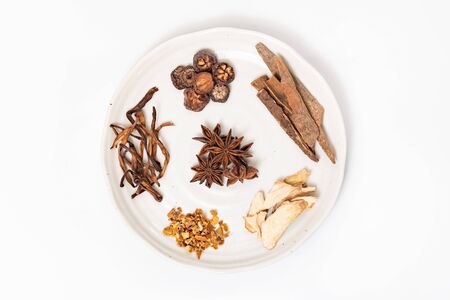 Traditional Chinese medicine on white dish