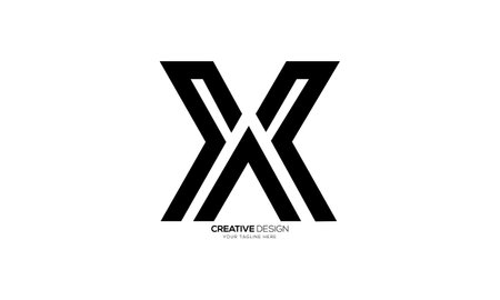Letter Ax or Xa initial line art creative gaming abstract monogram logoのイラスト素材