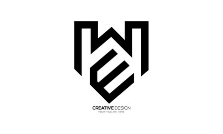 Letter We or Ew line art creative monogram abstract logo designのイラスト素材
