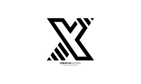 Letter y k x creative simple line art negative space monogram fashion logoのイラスト素材