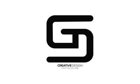Letter Sg or Gs rectangle shape creative line art modern abstract monogram logoのイラスト素材