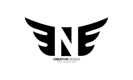 Letter N with flying wing modern shapes alphabet negative space monogram abstract logoのイラスト素材