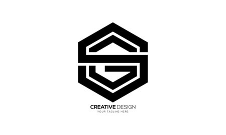 Letter Sg or Gs hexagonal shapes alphabet modern unique abstract monogram logoのイラスト素材