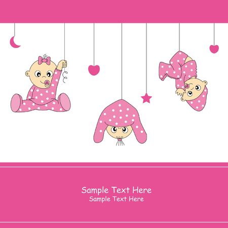 Baby girl arrival announcement card のイラスト素材