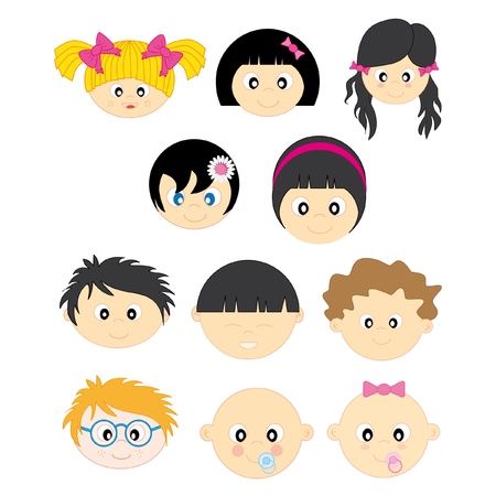 faces of children. Boys and girlsのイラスト素材