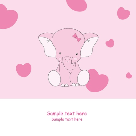 child card. Pink Elephantのイラスト素材